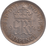 1945 SIXPENCE ( AUNC ) 4 - Sixpence - Cambridgeshire Coins