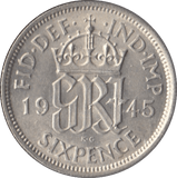 1945 SIXPENCE ( AUNC ) - Sixpence - Cambridgeshire Coins