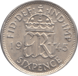 1945 SIXPENCE ( UNC ) 4 - Sixpence - Cambridgeshire Coins