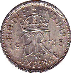 1945 SIXPENCE (UNC) - Sixpence - Cambridgeshire Coins