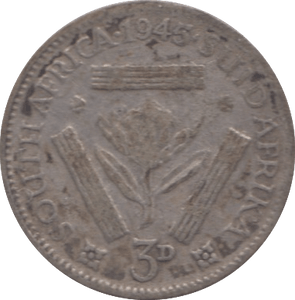 1945 SOUTH AFRICA THREEPENCE - WORLD COINS - Cambridgeshire Coins