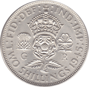 1945 TWO SHILLINGS ( AUNC ) A - Two SHILLINGS - Cambridgeshire Coins