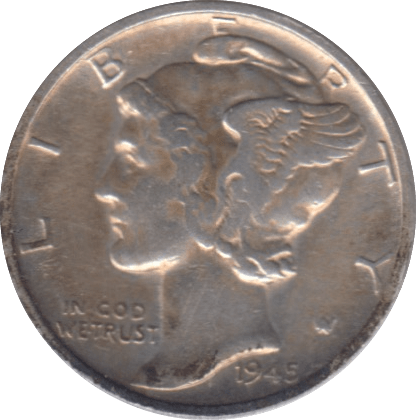 1945 USA SILVER DIME 10 CENTS - SILVER WORLD COINS - Cambridgeshire Coins