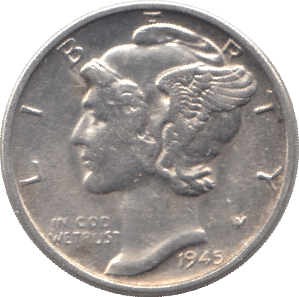 1945 USA SILVER DIME SAN FRANCISCO MINT - SILVER WORLD COINS - Cambridgeshire Coins