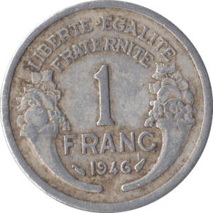 1946 1 FRANC FRANCE - SILVER WORLD COINS - Cambridgeshire Coins