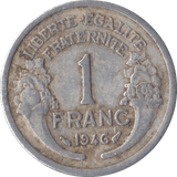 1946 1 FRANC FRANCE - SILVER WORLD COINS - Cambridgeshire Coins