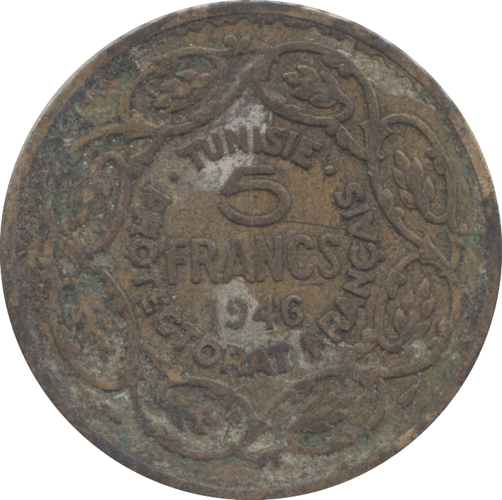 1946 5 FRANCS TUNISIA - WORLD COINS - Cambridgeshire Coins