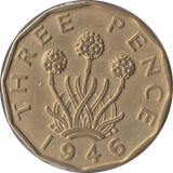 1946 BRASS THREEPENCE ( AUNC ) - Threepence - Cambridgeshire Coins