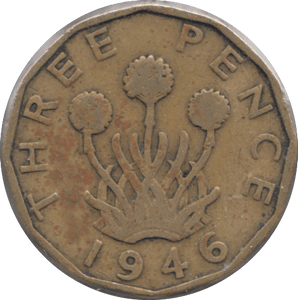 1946 BRASS THREEPENCE ( NF ) 2 - Threepence - Cambridgeshire Coins