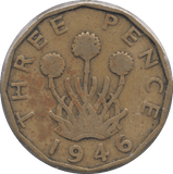1946 BRASS THREEPENCE ( NF ) 2 - Threepence - Cambridgeshire Coins