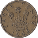 1946 BRASS THREEPENCE ( VF ) 26 - Threepence - Cambridgeshire Coins