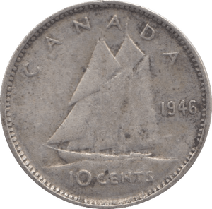 1946 SILVER 10 CENTS CANADA - SILVER WORLD COINS - Cambridgeshire Coins