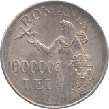 1946 SILVER ROMANIA 100000 LEI - WORLD SILVER COINS - Cambridgeshire Coins