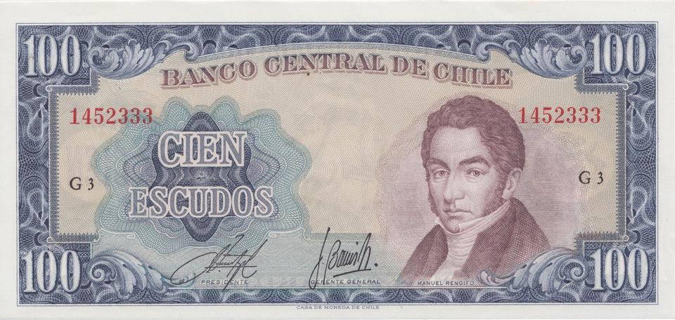 1947 100 ESCUDOS BANKNOTE CHILE REF 670 - World Banknotes - Cambridgeshire Coins