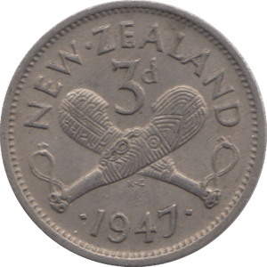 1947 3 PENCE NEW ZEALAND - WORLD COINS - Cambridgeshire Coins
