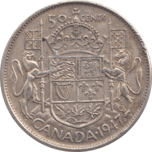 1947 CANADA 50 CENTS - WORLD COINS - Cambridgeshire Coins