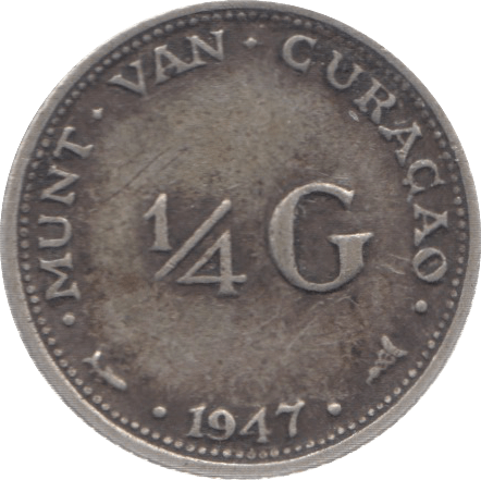 1947 CURACAO 1/4 GULLEN SILVER NETHERLANDS - SILVER WORLD COINS - Cambridgeshire Coins