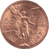 1947 GOLD 50 PESO MEXICO - Gold World Coins - Cambridgeshire Coins
