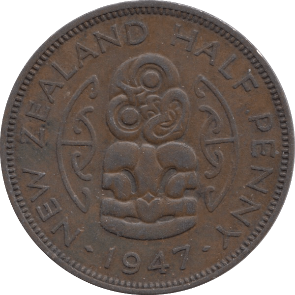 1947 HALFPENNY NEW ZEALAND - WORLD COINS - Cambridgeshire Coins