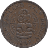 1947 HALFPENNY NEW ZEALAND - WORLD COINS - Cambridgeshire Coins
