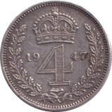 1947 MAUNDY FOURPENCE ( EF ) - Maundy Coins - Cambridgeshire Coins