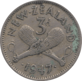 1947 NEW ZEALAND THREEPENCE - WORLD COINS - Cambridgeshire Coins