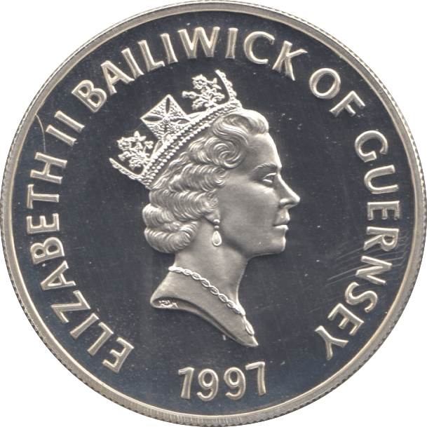 1947 SILVER 5 POUNDS GUERNSEY - WORLD SILVER COINS - Cambridgeshire Coins
