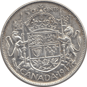 1947 SILVER FIFTY CENTS CANADA - WORLD SILVER COINS - Cambridgeshire Coins