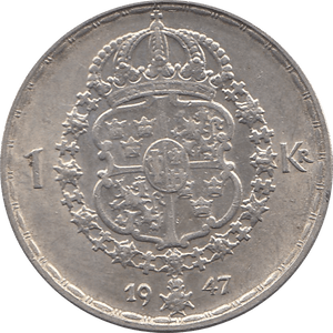 1947 SILVER KRONE SWEDEN REF H83 - WORLD SILVER COINS - Cambridgeshire Coins