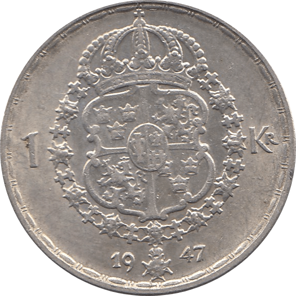1947 SILVER KRONE SWEDEN REF H83 - WORLD SILVER COINS - Cambridgeshire Coins