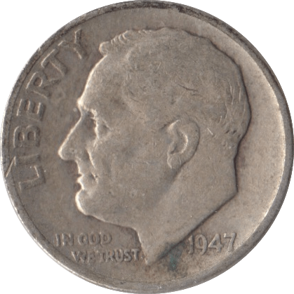 1947 SILVER ONE DIME USA - SILVER WORLD COINS - Cambridgeshire Coins