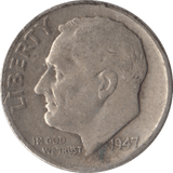 1947 SILVER ONE DIME USA - SILVER WORLD COINS - Cambridgeshire Coins