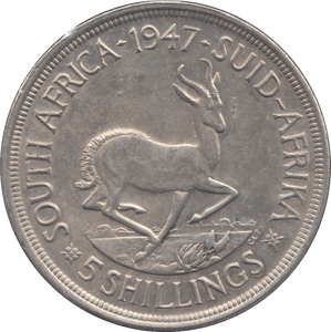 1947 SOUTH AFRICA SILVER FIVE SHILLING 2 - WORLD SILVER COINS - Cambridgeshire Coins