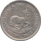 1947 SOUTH AFRICA SILVER FIVE SHILLING 2 - WORLD SILVER COINS - Cambridgeshire Coins