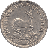 1947 SOUTH AFRICA SILVER FIVE SHILLING - WORLD SILVER COINS - Cambridgeshire Coins