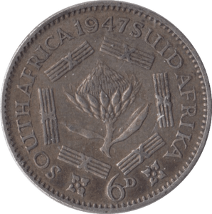 1947 SOUTH AFRICA SILVER SIXPENCE - SILVER WORLD COINS - Cambridgeshire Coins