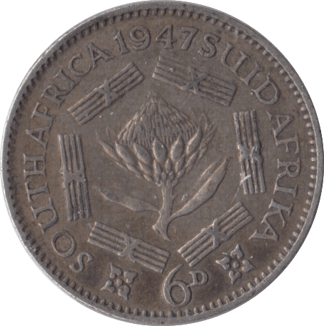 1947 SOUTH AFRICA SILVER SIXPENCE - SILVER WORLD COINS - Cambridgeshire Coins