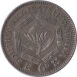 1947 SOUTH AFRICA SILVER SIXPENCE - SILVER WORLD COINS - Cambridgeshire Coins