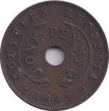 1947 SOUTHERN RHODESIA PENNY - WORLD COINS - Cambridgeshire Coins