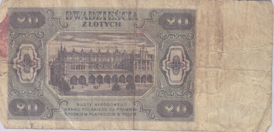 1948 20 ZŁOTY POLISH BANKNOTE REF 1437 - World Banknotes - Cambridgeshire Coins