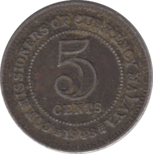 1948 5 CENTS MALAYA - WORLD COINS - Cambridgeshire Coins
