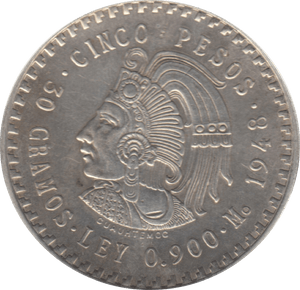 1948 5 SILVER PESOS MEXICO - SILVER WORLD COINS - Cambridgeshire Coins