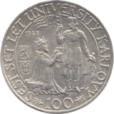 1948 CZECHOSLOVAKIA SILVER 100 KORUN - SILVER WORLD COINS - Cambridgeshire Coins