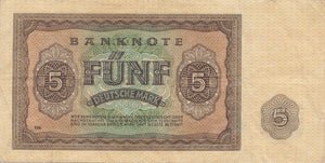 1948 funf deutsche mark banknote DK 4173428 REF 187 - World Banknotes - Cambridgeshire Coins