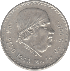 1948 MEXICO ONE PESO - WORLD COINS - Cambridgeshire Coins