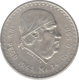 1948 MEXICO ONE PESO - WORLD COINS - Cambridgeshire Coins