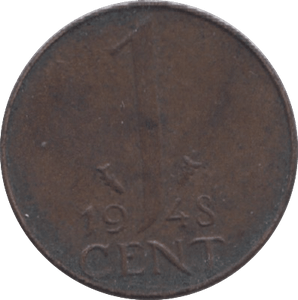 1948 NETHERLANDS ONE CENT - WORLD COINS - Cambridgeshire Coins