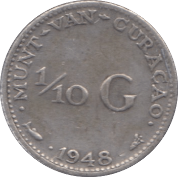 1948 SILVER 1/10 GULDEN NETHERLANDS - SILVER WORLD COINS - Cambridgeshire Coins