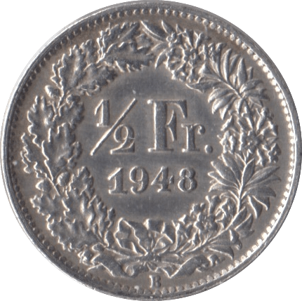 1948 SILVER 1/2 FRANC FRANCE - SILVER WORLD COINS - Cambridgeshire Coins