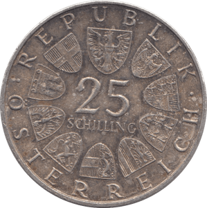 1948 SILVER 25 SCHILLING AUSTRIA - SILVER WORLD COINS - Cambridgeshire Coins